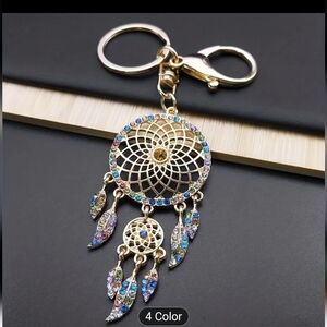 🆕️ MULTI-COLOURED RHINESTONE DREAM CATCHER BAG CHARM / KEY CHAIN